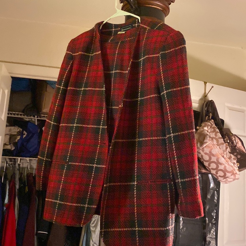 2 PCs skirt set plaid lined skirt and jacket nice